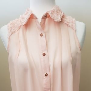 New York Collection Sheer Sleeveless Blouse Pink